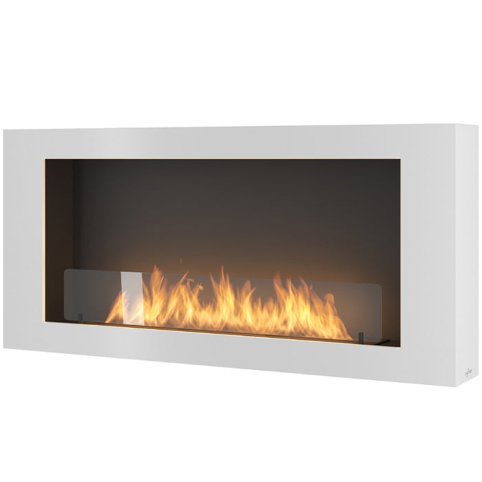 Bioethanol Wandkamin-wandmontage-murall-1200-infire-weiss-mit-glas-ethanolkamin-mit-flammen