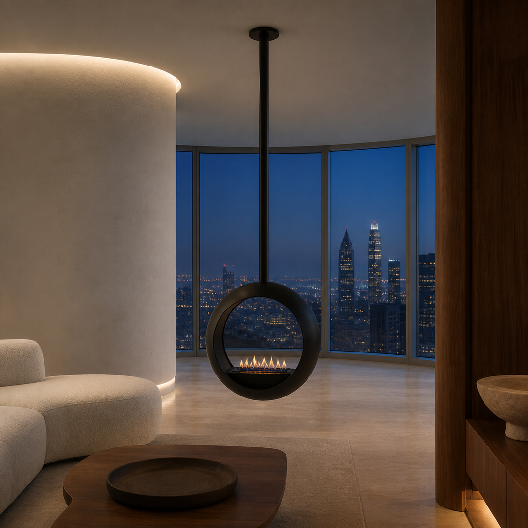CENTO Bioethanol Deckenkamin im modernen Penthouse