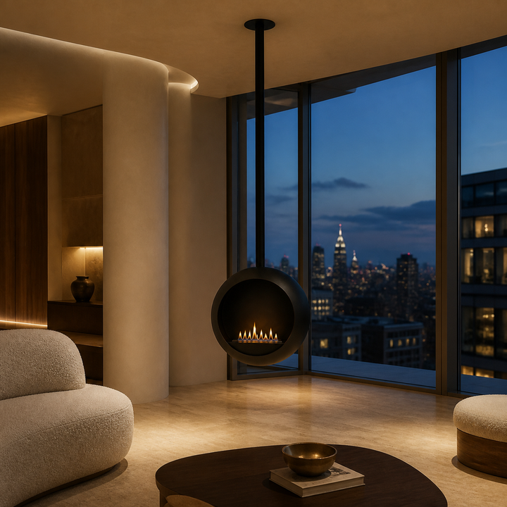 CENTONOVA Deckenkamin in modernem Penthouse