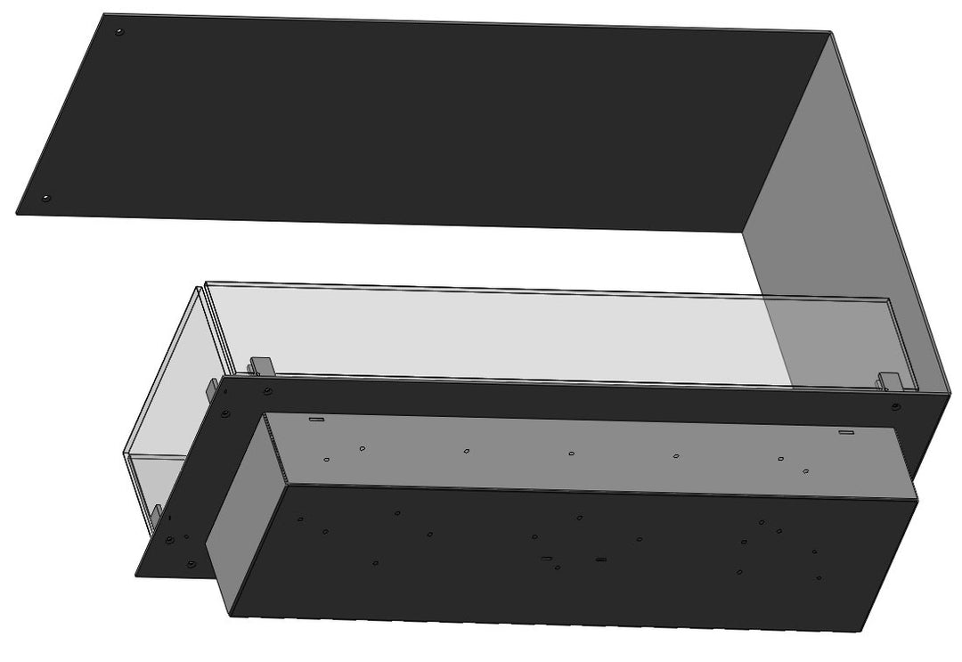 Dreiseitiger Bioethanol Einbau Kamin Ofen Inside U Slim 80 3D-Modell Visualisierung Einbaugehäuse