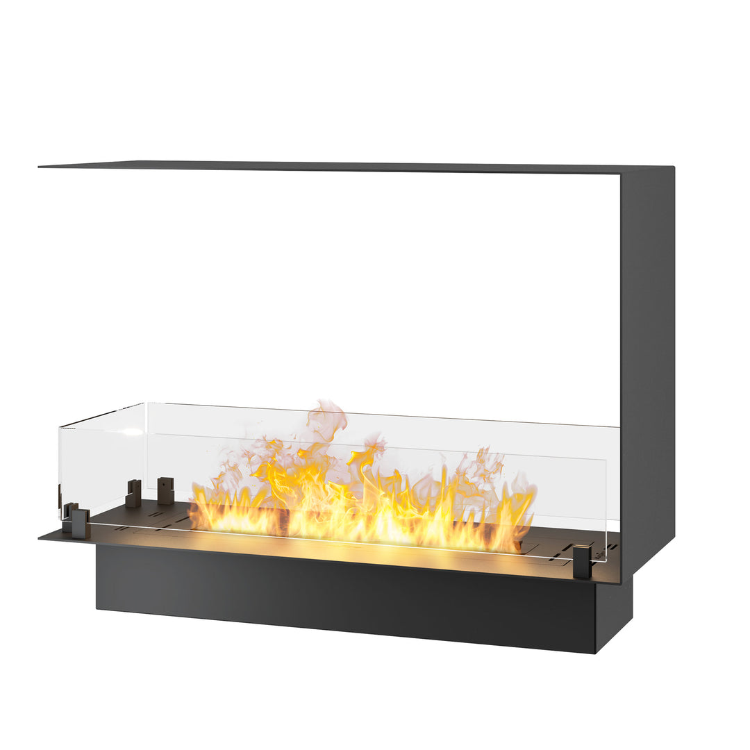 Dreiseitiger Bioethanol Einbau Kamin Ofen Inside U Slim 80x50x30cm für Raumteiler von InFire / SlimFire