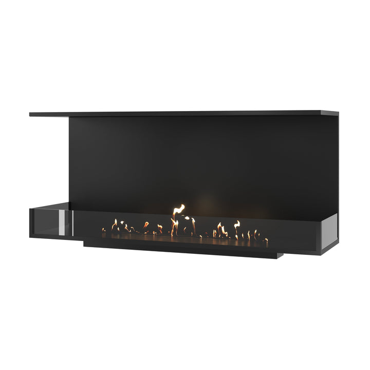 Dreiseitiger Bioethanol Einbaukamin MATE 140 cm mit Glas von Wild Flame