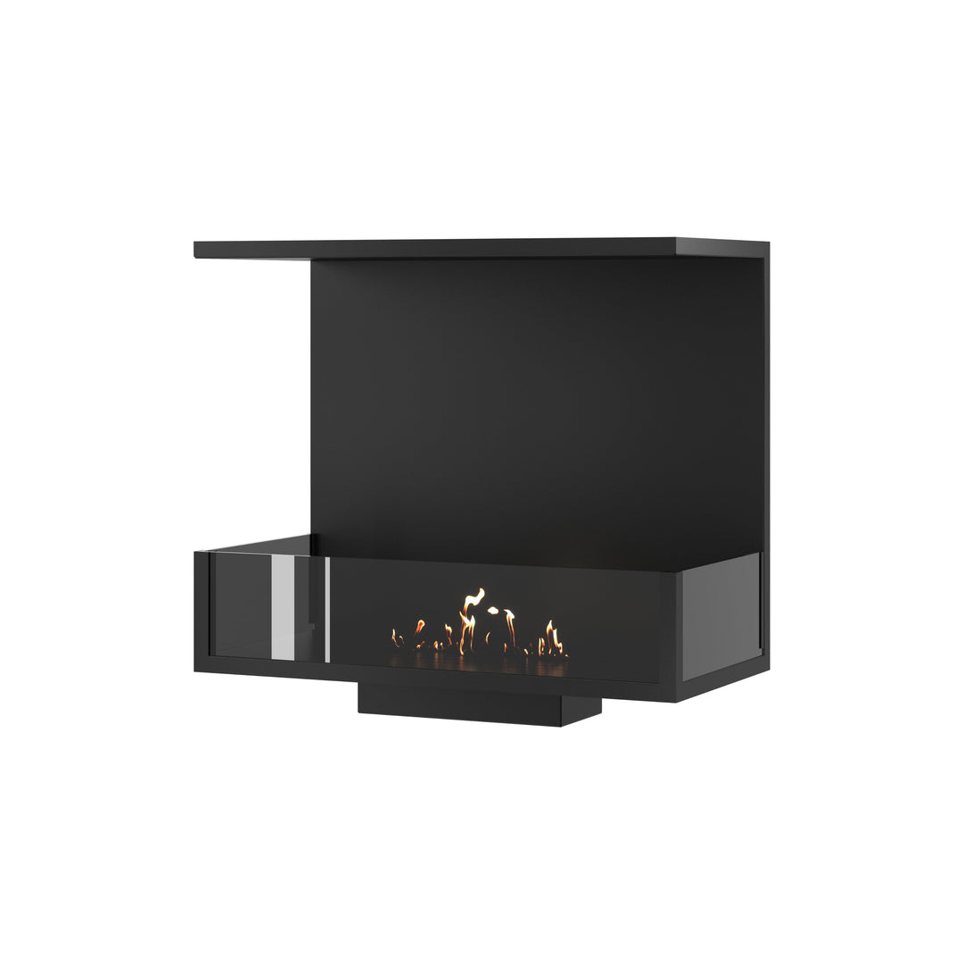 Dreiseitiger Bioethanol Einbaukamin MATE 70 cm mit Glas von Wild Flame