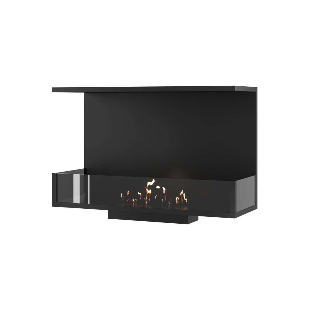 Dreiseitiger Bioethanol Einbaukamin MATE 80 cm mit Glas von Wild Flame