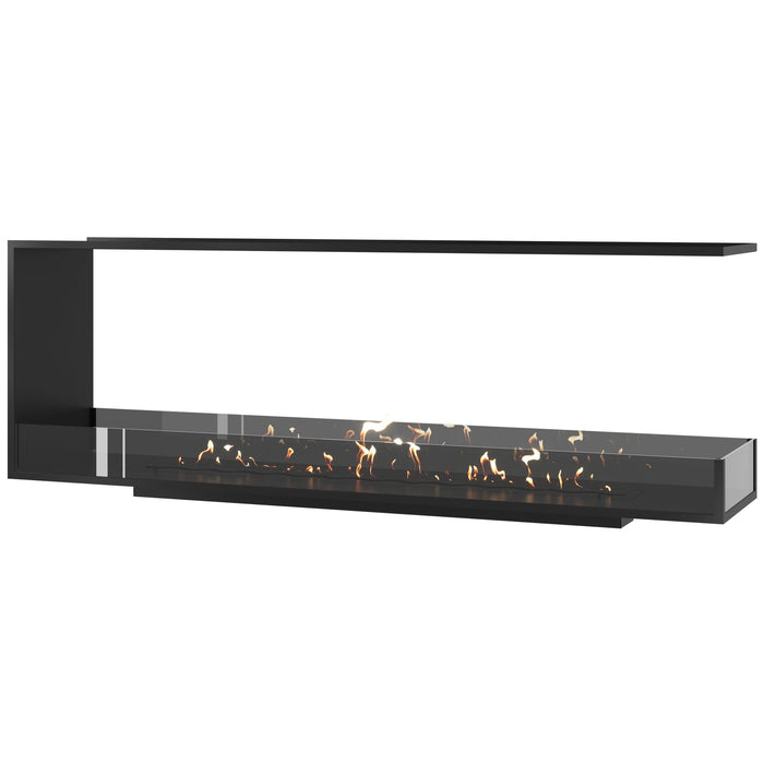 Dreiseitiger Bioethanol Einbaukamin Raumteiler SAINT 190 cm mit Glas von Wild Flame