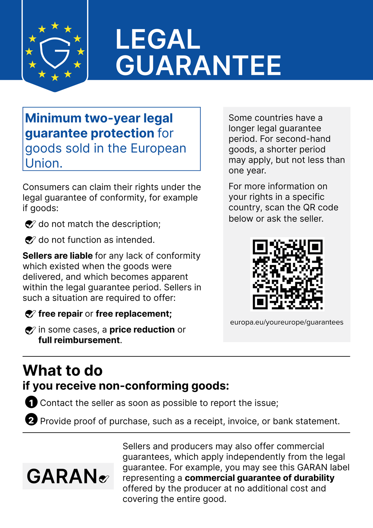EU notice on the legal guarantee of conformity