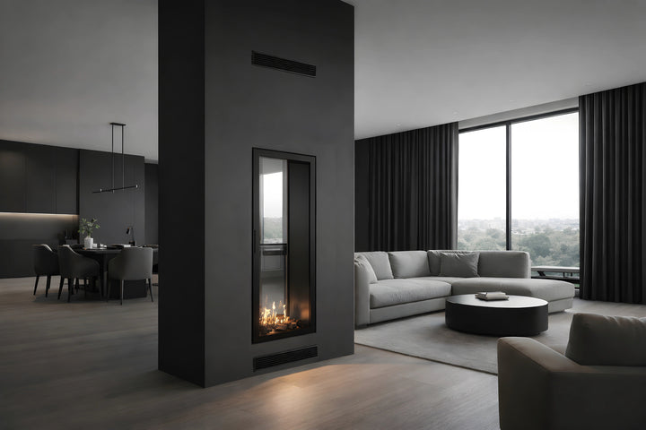 Vollverglaster Bioethanol Kamin FAME Vertikal 60x100 Detailansicht Glas