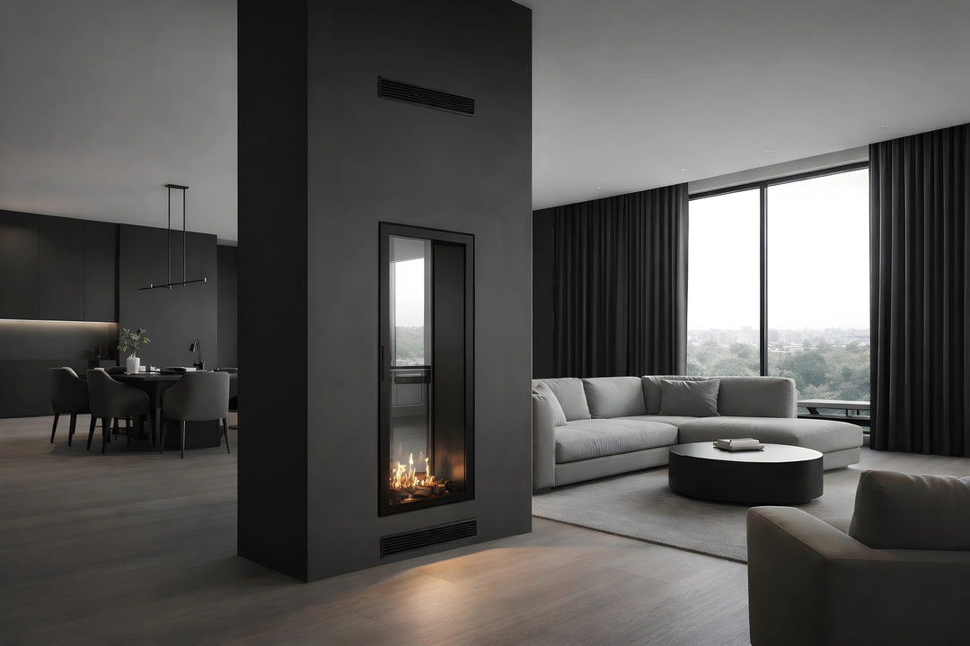 Vollverglaster Bioethanol Kamin FAME Vertikal 60x180 Detailansicht Glas