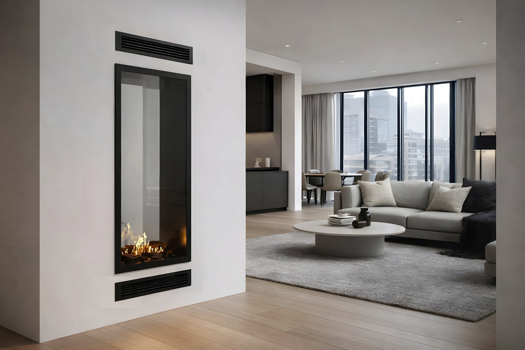 Vollverglaster Bioethanol Kamin FAME Vertikal 70x180 Detailansicht Glas