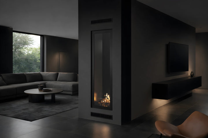 Bioethanol Raumteiler Kamin Vollglas FAME Vertikal 60x100 Seitenansicht
