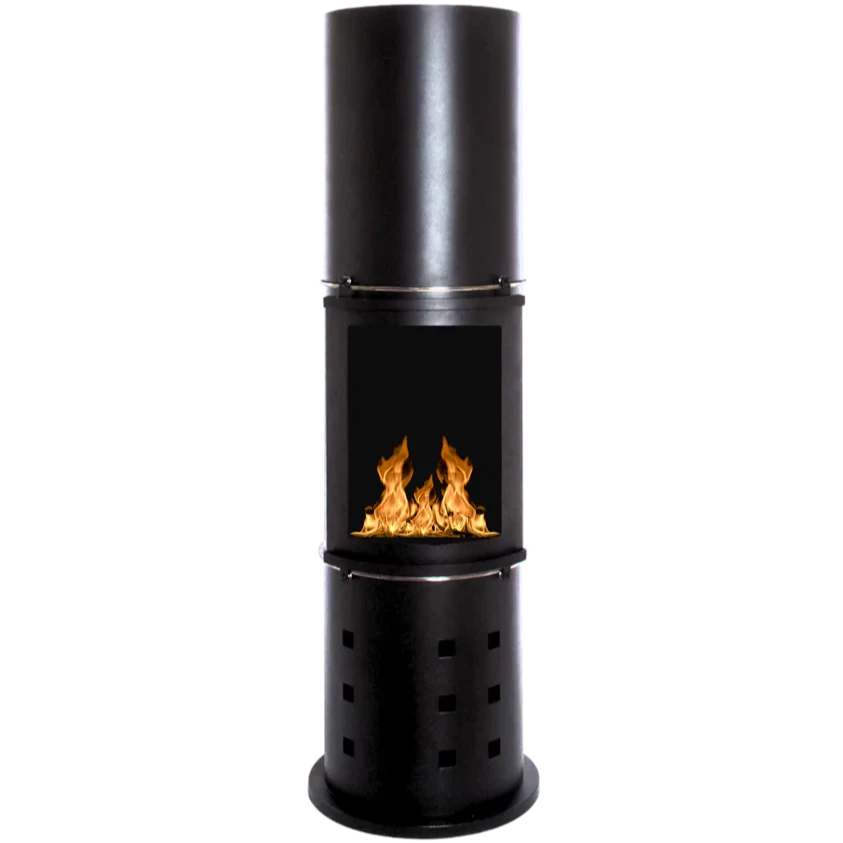 Freistehender Bioethanol Standkamin SANREMO Schwarz Hoch Glastuer Ethanol Biokamin Stehend 