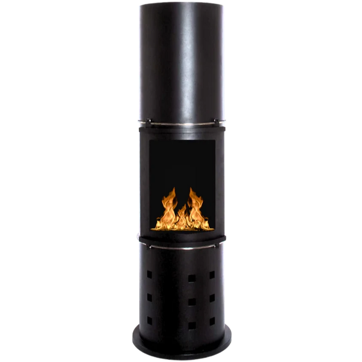 Freistehender Bioethanol Standkamin SANREMO Schwarz Hoch Glastuer Ethanol Biokamin Stehend 