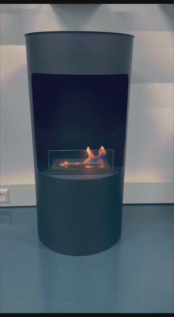 bioethanol-standkamin-lecco-schwarz-rund-mit-glas-bodenkamin-ethanolkamin-video