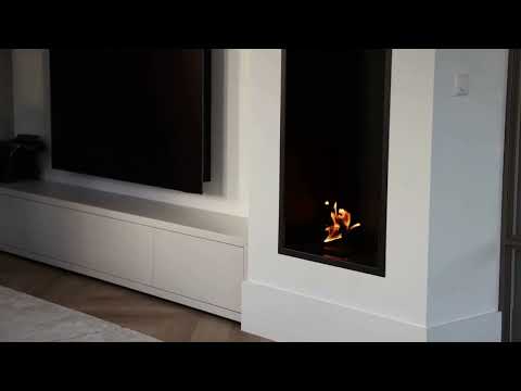 Bioethanol Einbau Kamin Ofen SELECTED VERTIKAL von "Wild Flame" - vertikaler Einbau Kamin Wohnwand Fernseher Video