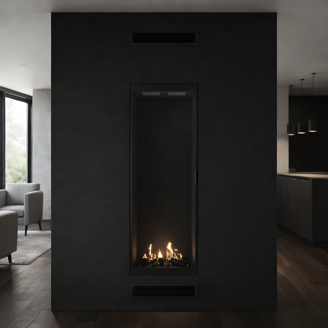 Bioethanol Einbaukamin Vollglas Vertikal SELECTED 80x180 von Wild Flame - Wohnambiente