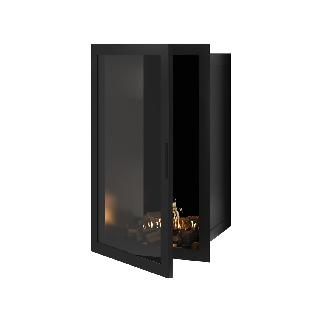Bioethanol Einbaukamin Vollglas Vertikal SELECTED 60x100 cm Wild Flame - Frontansicht