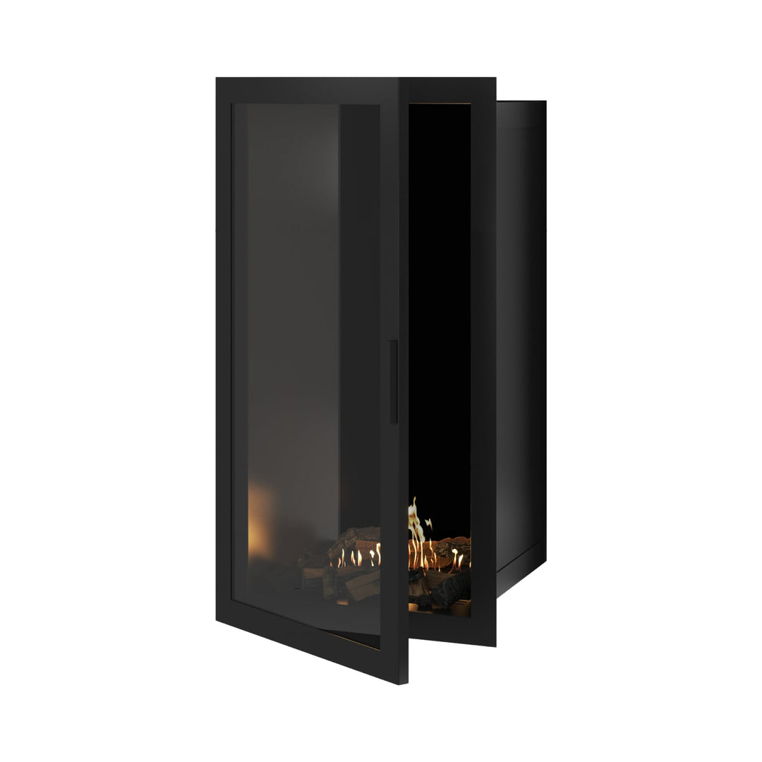 Bioethanol Einbaukamin Vollglas Vertikal SELECTED 60x120 cm Wild Flame - Frontansicht