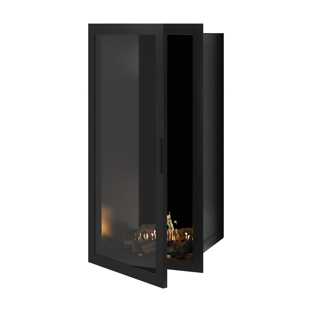 Bioethanol Einbaukamin Vollglas Vertikal SELECTED 60x140 cm Wild Flame - Frontansicht