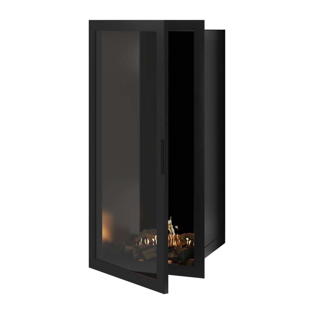 Bioethanol Einbaukamin Vollglas Vertikal SELECTED 60x160 cm Wild Flame - Frontansicht