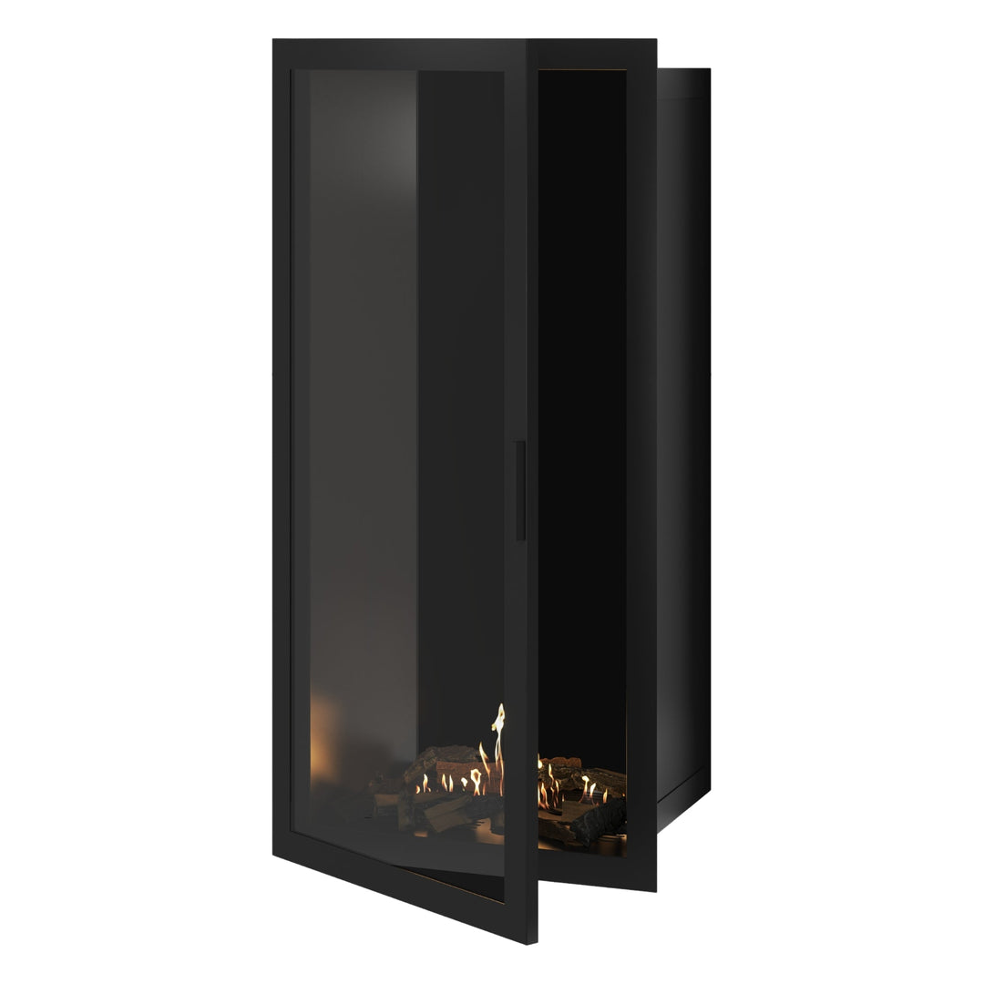 Bioethanol Einbaukamin Vollglas Vertikal SELECTED 70x180 cm Wild Flame - Frontansicht