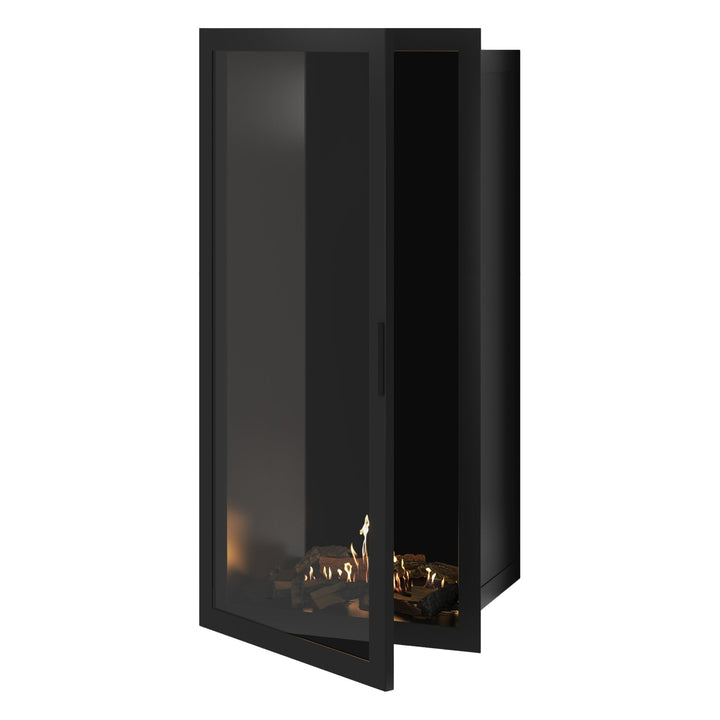 Bioethanol Einbaukamin Vollglas Vertikal SELECTED 70x180 cm Wild Flame - Frontansicht