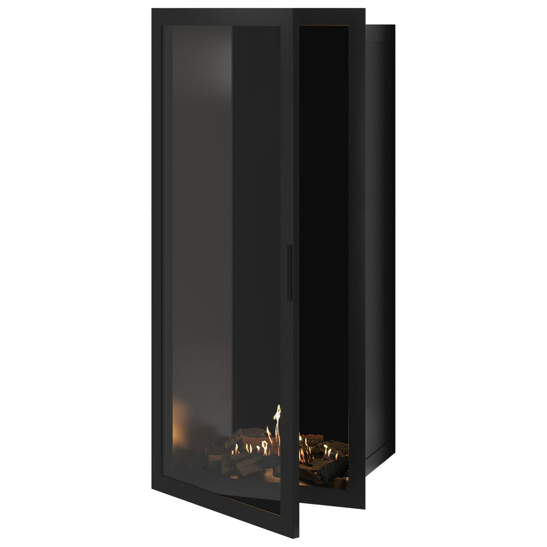 Bioethanol Einbaukamin Vollglas Vertikal SELECTED 70x200 cm Wild Flame - Frontansicht