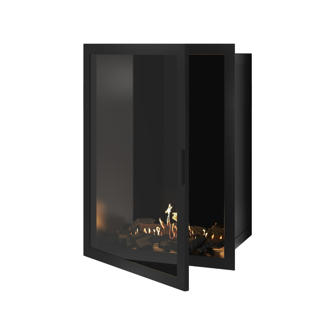 Bioethanol Einbaukamin Vollglas Vertikal SELECTED 80x100 cm Wild Flame - Frontansicht