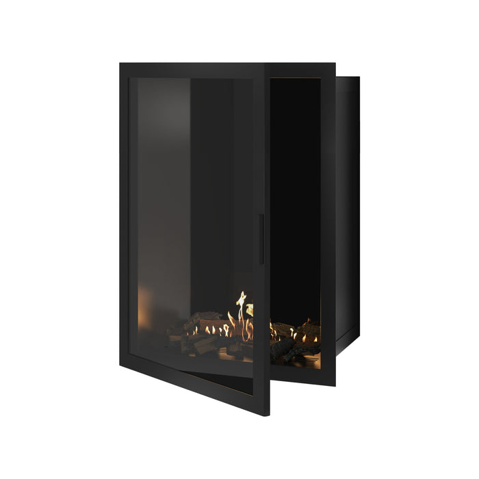 Bioethanol Einbaukamin Vollglas Vertikal SELECTED 80x100 cm Wild Flame - Frontansicht
