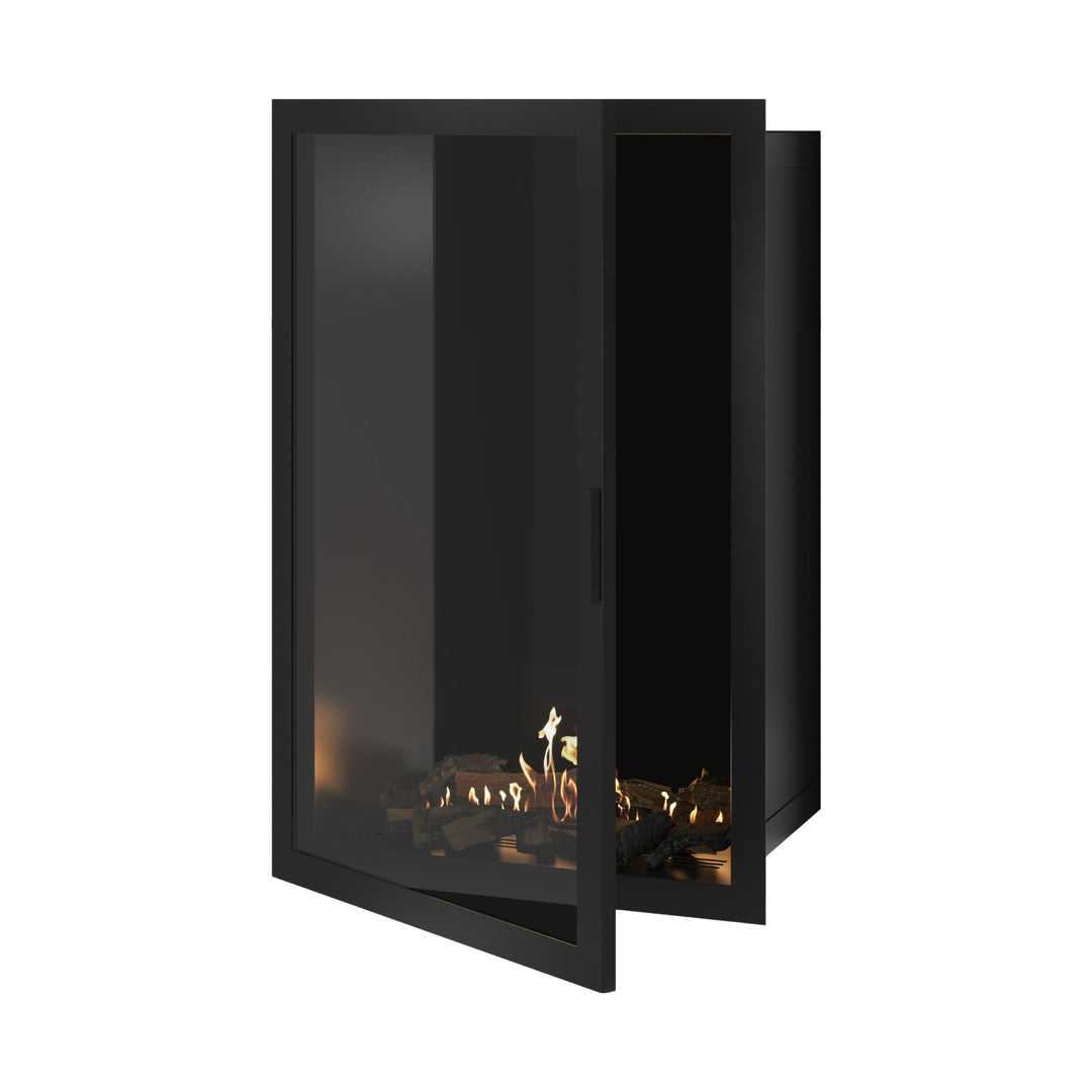 Bioethanol Einbaukamin Vollglas Vertikal SELECTED 80x120 cm Wild Flame - Frontansicht