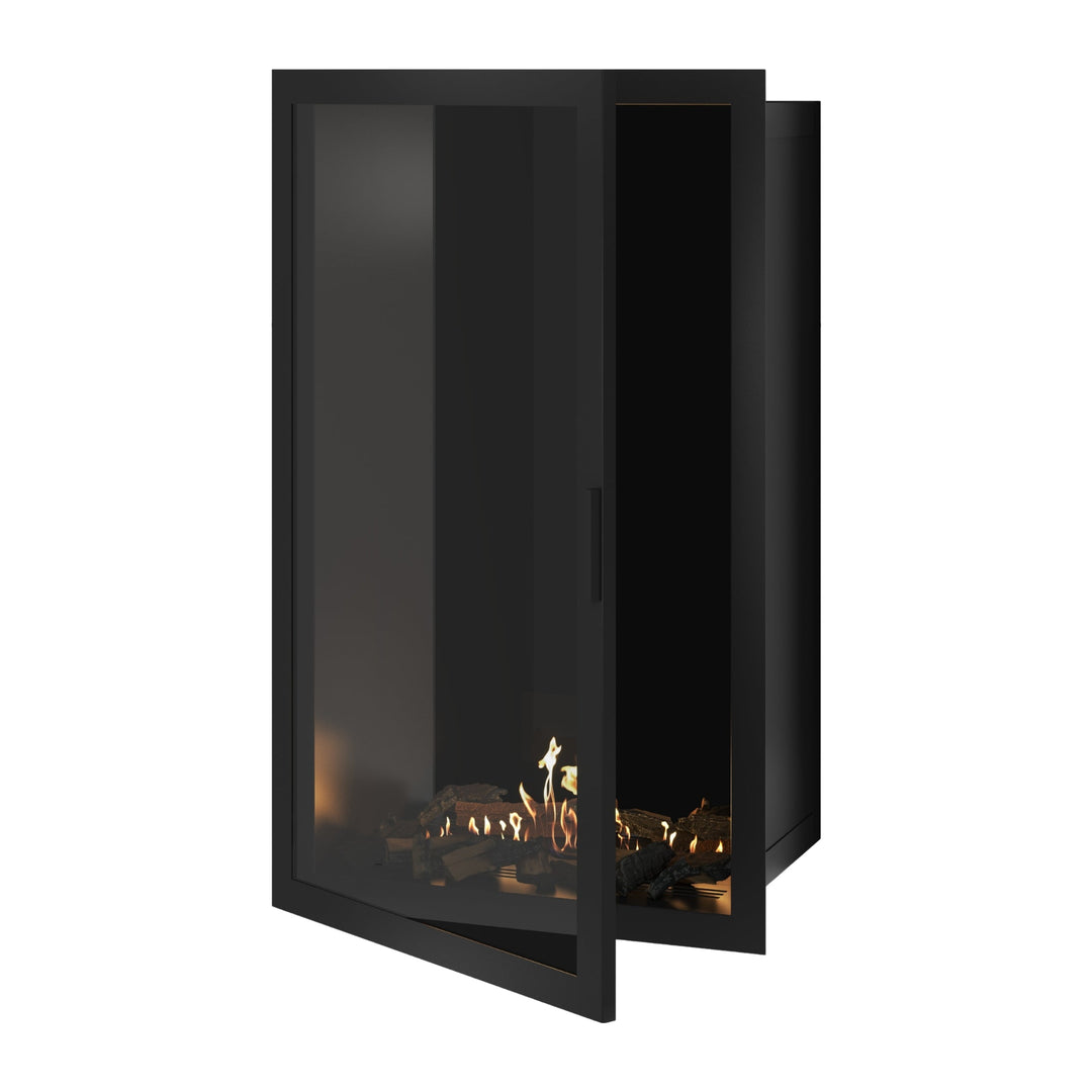 Bioethanol Einbaukamin Vollglas Vertikal SELECTED 80x140 cm Wild Flame - Frontansicht