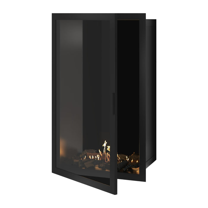 Bioethanol Einbaukamin Vollglas Vertikal SELECTED 80x140 cm Wild Flame - Frontansicht