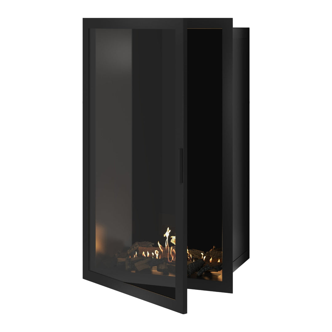 Bioethanol Einbaukamin Vollglas Vertikal SELECTED 80x160 cm Wild Flame - Frontansicht