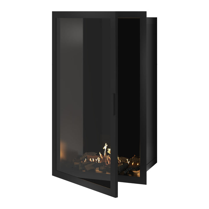 Bioethanol Einbaukamin Vollglas Vertikal SELECTED 80x160 cm Wild Flame - Frontansicht