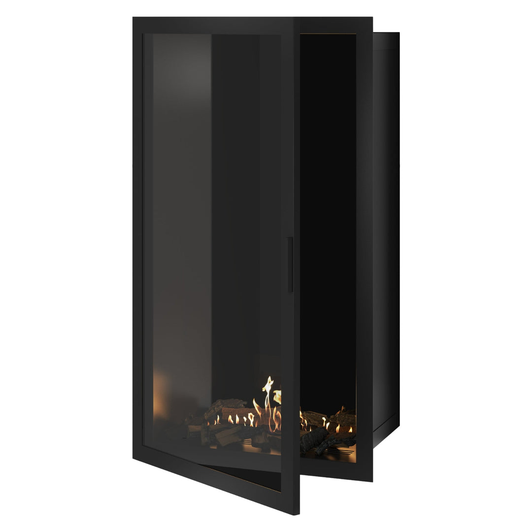 Bioethanol Einbaukamin Vollglas Vertikal SELECTED 80x180 cm Wild Flame - Frontansicht