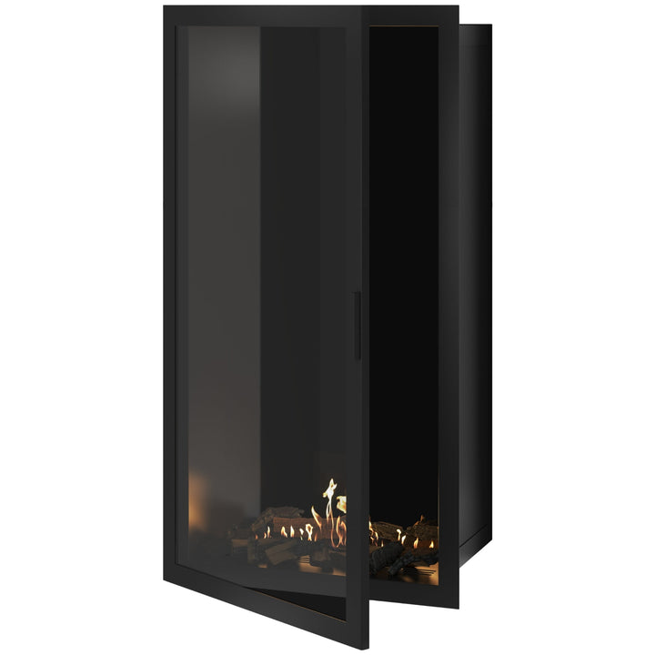Bioethanol Einbaukamin Vollglas Vertikal SELECTED 80x200 cm Wild Flame - Frontansicht