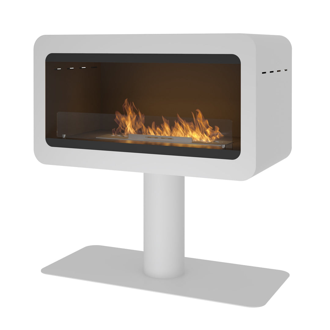 Freistehender Bioethanol Standkamin Standofen Bio Ethanol INECCO Weiss von InFire mit Glas