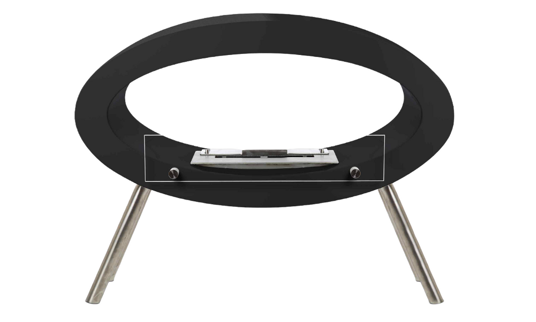 Freistehender Bioethanol Standkamin AMBROISE Schwarz Oval Zweiseitig mit Glas Frontal