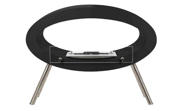 Freistehender Bioethanol Standkamin AMBROISE Schwarz Oval Zweiseitig mit Glas Frontal