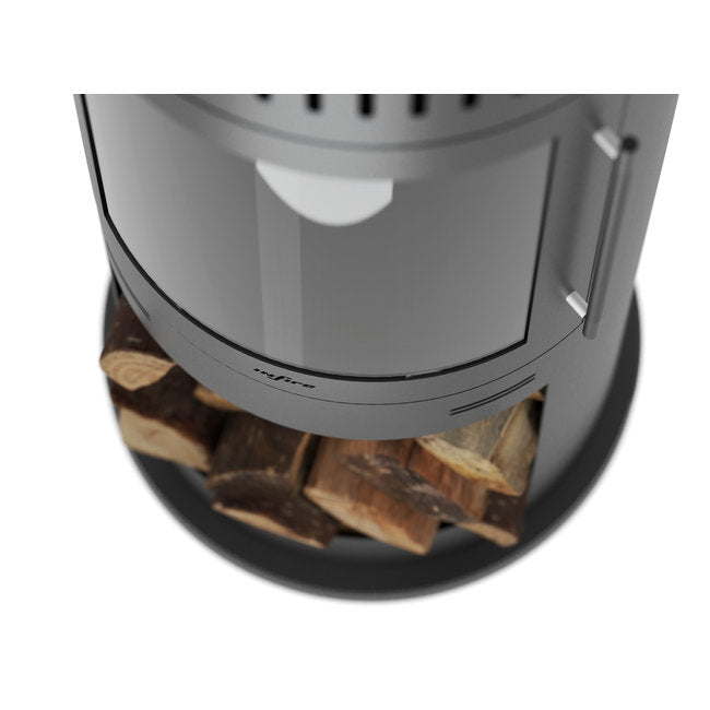 Bioethanol Standkamin INCOZA 4 in Schwarz mit Holzfach Ansicht von oben auf weißem Hintergrund