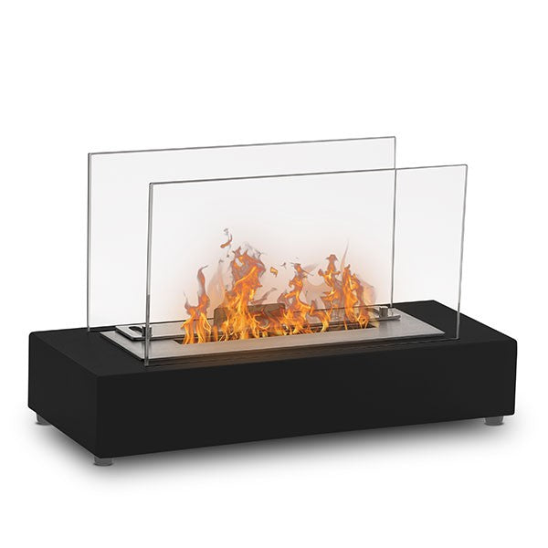 freistehender bioethanol kamin "Kobe", in schwarz mit glas, standkamin, tischkamin, Tischfeuer