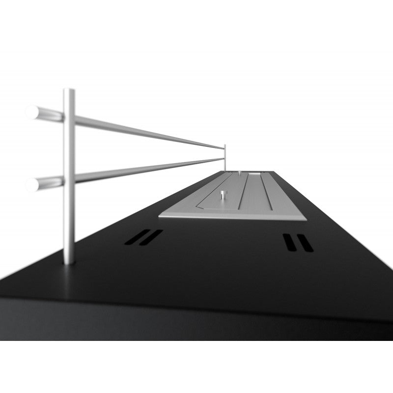 Bioethanol Tischkamin Kamineinsatz FIREBOX 600 in Schwarz, seitliche Nahaufnahme des Brenners