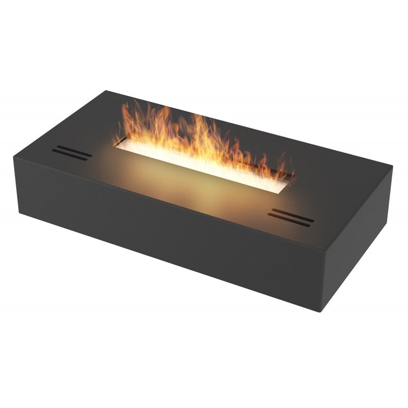 Bioethanol Tischkamin Kamineinsatz SIMPLEBOX 400 in Schwarz mit Flammen, Perspektivansicht