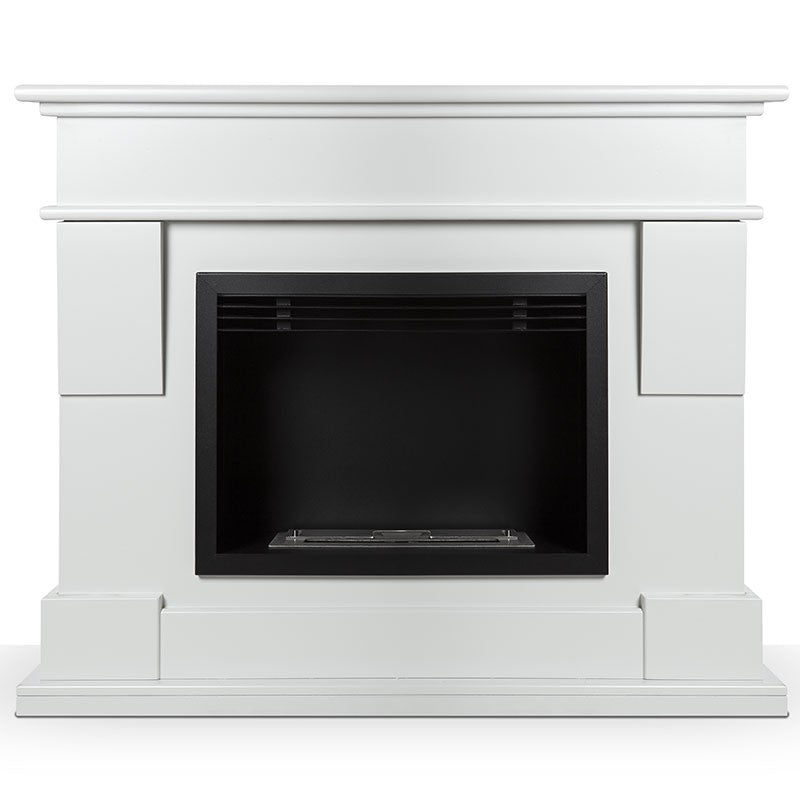 Freistehender Bioethanol Kamin Standkamin stehender Biokamin Portal Weiss Venezia Frontal